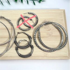 🍓 Bundle of 2 Textured Silver Hoops 🍓